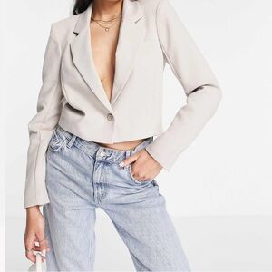Abercrombie & Fitch Cream Cropped Blazer